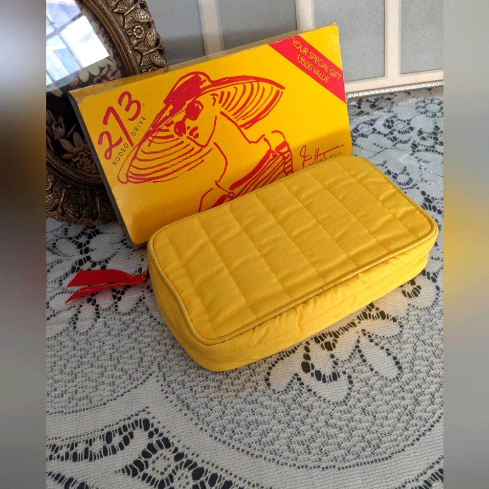 Vintage Retro Fashion Yellow Travel Pouch Bag Cosmetic Makeup Gift